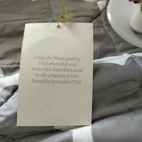 Collectible Memories Porcelain Doll JUNE Blonde Blue Gingham Lace w/Flowers bag - Picture 3 of 5